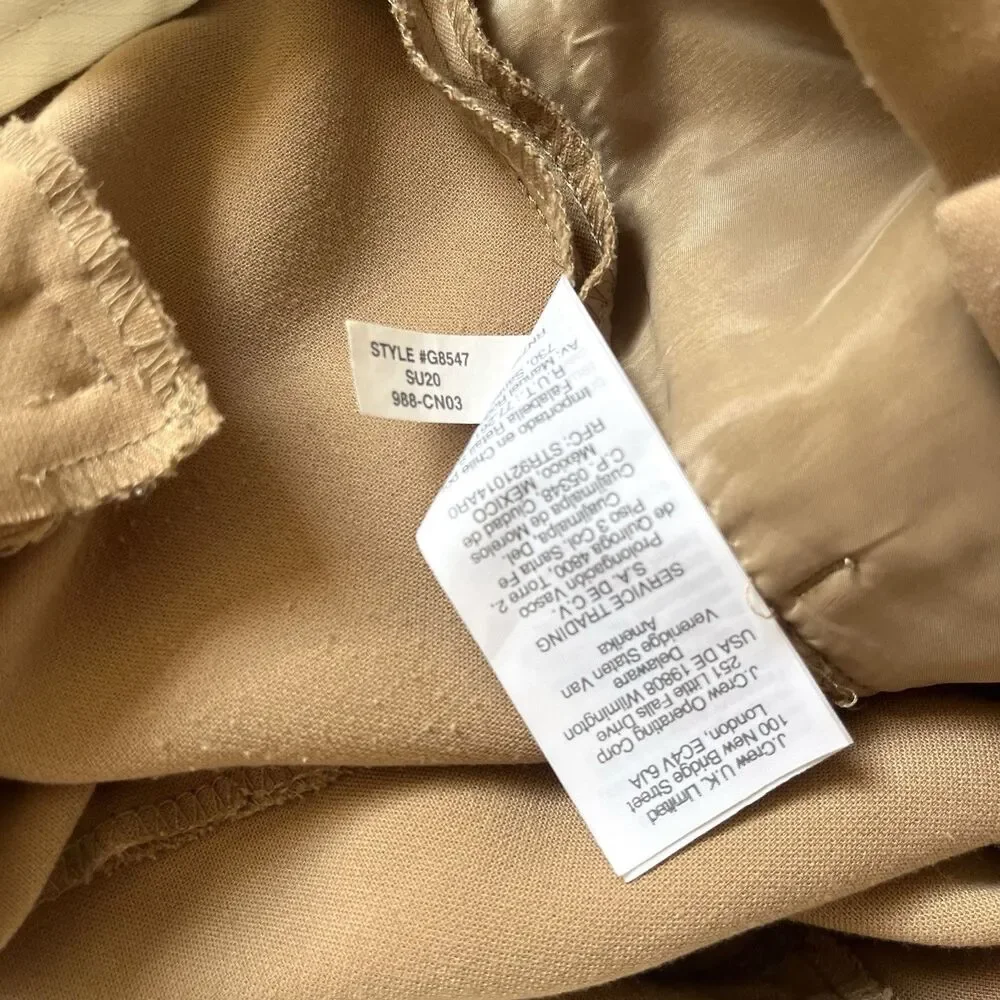 J. Crew Cameron Ankle Pants Tan Camel SZ 4 Slim Crop Career Four-Season Stretch